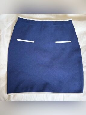 ✨New✨Sincerely Jules Navy Stretch Mini Pencil Skirt w/ White Contrasting Trim M